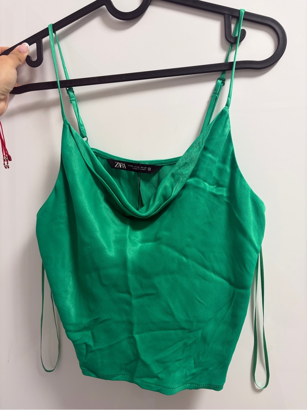 ZARA Emerald Green Satin Cowl Neck Camisole